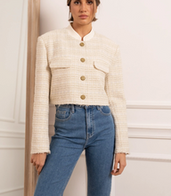 Load image into Gallery viewer, &quot;Cindy&quot; Unstructured Tweed Crop Jacket