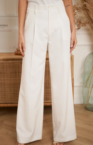 Timeless Double-Breasted Wide-Cut Plain Pants