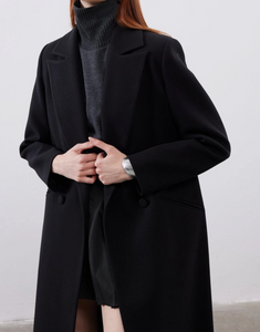 "Mystic" Oversized Black Double-Breasted Coat
