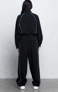 Zip-Up Tracksuit Set w/ Reflective Piping Trim