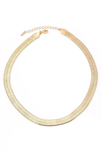 Gold Thick Herringbone Necklace