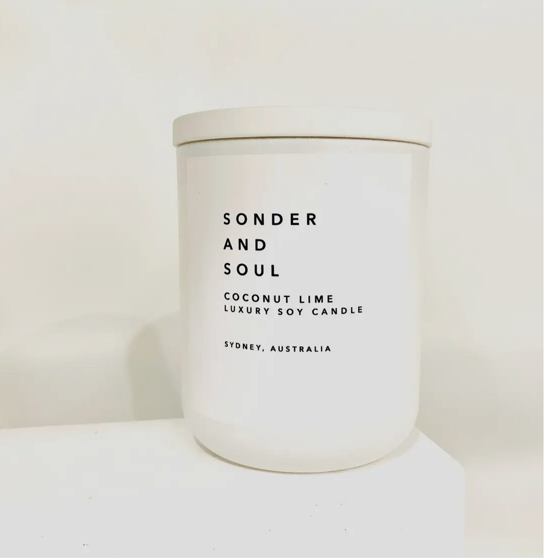 Sonder and Soul Coconut & Lime Scented Soy Candle