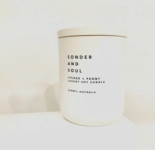 Sonder and Soul Lychee & Peony Scented Soy Candle