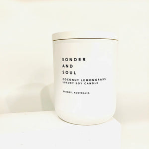 Sonder and Soul Coconut & Lemongrass Scented Soy Candle